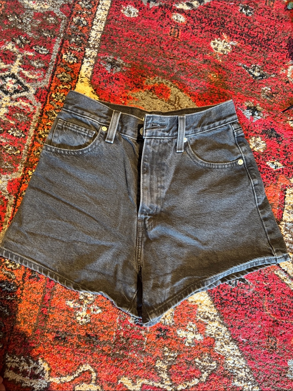 Levi's Black High-Waist V-Hem Denim Shorts